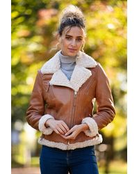 Ashwood Leather - '2418' Ladies Biker Jacket With Faux Fur - Lyst