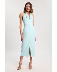 Karen Millen - Petite Satin Tux Back Detail Tailored Midi Dress - Lyst