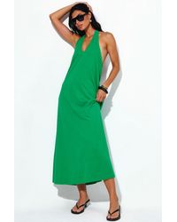 Busem - Cotton Midi Halter Dress With Slit - Lyst