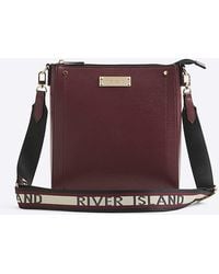 River Island - Messenger Crossbody Bag Textured Pu - Lyst