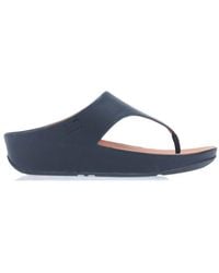 Fitflop - Dames Fit Flop Shuv Leather Toe-post Sandalen In Navy - Lyst