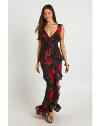 Boohoo - Floral Chiffon Layered Ruffle Detail Maxi Dress - Lyst
