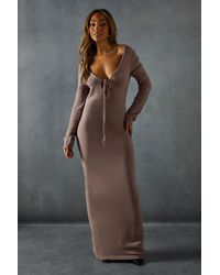 MissPap - Fine Gauge Tie Front Knitted Midaxi Dress - Lyst