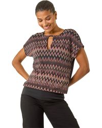 Roman - Zig Zag Print Bubble Hem Top - Lyst