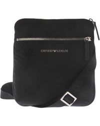 Emporio Armani - Metalen Logo Nylon Jacquard Schoudertas (zwart) - Lyst
