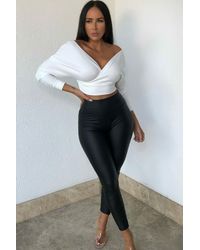 Femme Luxe - Ribbed Off The Shoulder Crop Top - Lyst