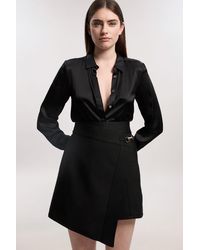 Karen Millen - Figure Form Bandage Asymmetric Mini Skirt - Lyst