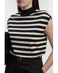 Karen Millen - Viscose Blend High Neck Stripe Knitted Tank Top - Lyst