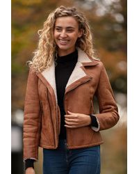 Ashwood Leather - 'Jan' Real Biker Style Jacket With Faux Fur Lining - Lyst