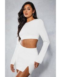 MissPap - Shoulder Pad Tailored Long Sleeve Top & Mini Skirt Co-Ord - Lyst