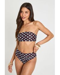 Boohoo - Polka Dot Essentials Detachable Strap Bandeau Bikini Top - Lyst