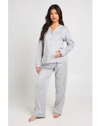 Boohoo - Maternity Piping Detail Long Sleeve Shirt & Trouser Pyjama Set - Lyst