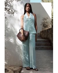 Karen Millen - Satin Back Crepe Tailored Wide Leg Trouser - Lyst