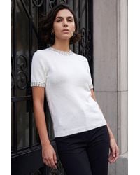 Roman - Embellish Trim Knit Jumper - Lyst
