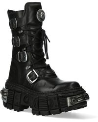 New Rock - Mid Calf Gothic Leather Boots-Wall1473-S3 - Lyst