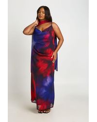 Boohoo - Plus Floral Chiffon Cowl Neck Maxi Dress - Lyst