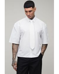 BoohooMAN - Oversized Boxy Half Sleeve Shirt And Tie - Lyst