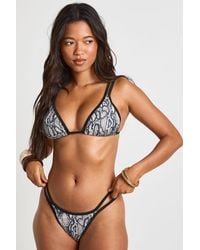 Boohoo - Snake Print Double Strap Detail Triangle Bikini Top And Bottom Set - Lyst