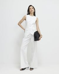 River Island - Wide Leg Trousers Striped - Lyst