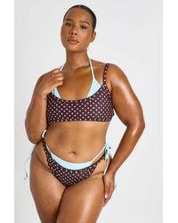 Boohoo - Plus Polka Dot Double Layer Triangle Bikini Top And Tie Side Bottom - Lyst