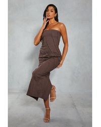 MissPap - Denim Seam Detail Maxi Column Dress - Lyst