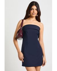 Boohoo - Tailored Pleat Front Bandeau Mini Dress - Lyst