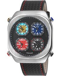Gv2 - Quattro Zone, Ss Case, Dial, 4 Time Sub W/ & Stitching Handmade Italian Leather Strap - Lyst