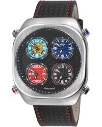 Gv2 - Quattro Zone, Ss Case, Dial, 4 Time Sub W/ & Stitching Handmade Italian Leather Strap - Lyst