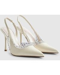 River Island - Slingback Court Shoes Wide Fit Heels Pu - Lyst