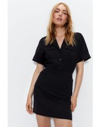 Warehouse - Tailored Utility Detail Mini Shirt Dress - Lyst