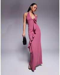 ASOS - Plunge Maxi Dress With Ruffle Front Detail - Lyst