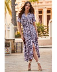 Sosandar - Animal Print Short Sleeve Midi Shirt Dress - Lyst
