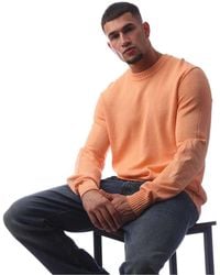 BOSS - Crew Neck Normale Casual Sweater Top (Pastel Oranje) - Lyst