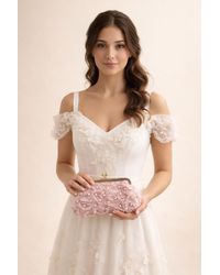 SVNX - Lace Floral Clutch Bag With Pearl - Lyst