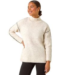 Roman - Petite Contrast Stitch Knit Jumper - Lyst
