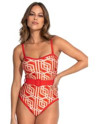 Pour Moi - 24406 Casablanca Removable Straps Belted Tummy Control Swimsuit - Lyst