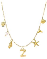The Jewellery Stockroom - Plated Sea And Initial Life Statement Charm Necklace - Lyst