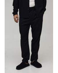 BoohooMAN - Slim Fit Half & Waist Linen Blend Trouser - Lyst