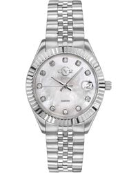 Gv2 - Naples 18 Diamond-Set Luxury Swiss Quartz Movement, Stainless Steel Bracelet, Sapphire Crystal, Fluted Bezel 34 Mm Watch - Lyst