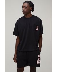 BoohooMAN - Oversized Boxy Yacht Club T-Shirt & Jersey Short Set - Lyst