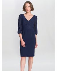 Gina Bacconi - Britney Metallic Pleated Bodic Dress - Lyst