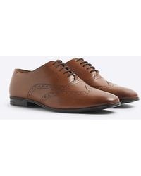 River Island - Brogue Shoes Wide Fit Leather - Lyst