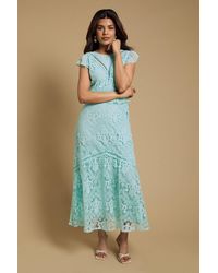 Oasis - Petite Dobby Lace Detail Midaxi Dress - Lyst