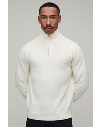 BoohooMAN - Regular Fit 1/4 Zip Knitted Jumper - Lyst