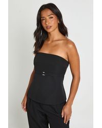 Boohoo - Petite Bandeau Belt Detail Tailored Top - Lyst