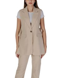 B.Young - Beige Broekpak Mouwloos Vest Broek Met Rechte Pijpen - Lyst