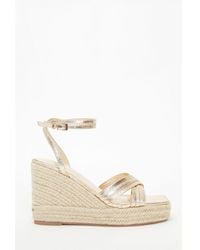 Quiz - Cross Strap Wedges Faux Leather - Lyst