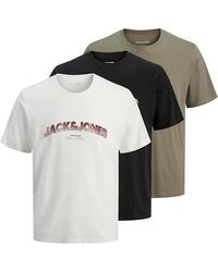 Jack & Jones - 3 Pack Plain Summer Casual Crew Neck T Shirts - Lyst