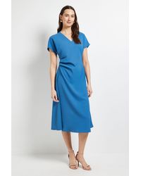 PRINCIPLES - Pleated Waist V Neck Midi Dress - Lyst