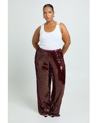 Boohoo - Plus Low Rise Drawcord Waistband Sequin Trouser - Lyst